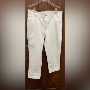 Evri women’s size 14 W white pants stretch waist wide band elastic belt loop